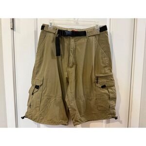 Brittania Mens Khaki Cotton‎ Cargo Shorts Size 33 Belted Gorpcore Utility Tan